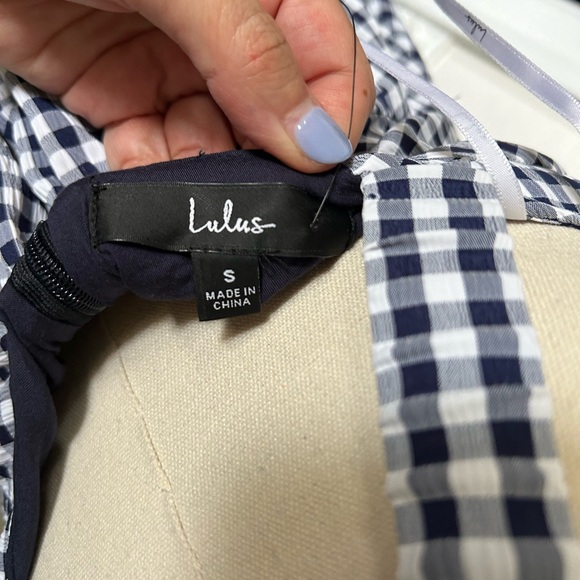 NWT Lulu’s navy gingham dress - Picture 12 of 13